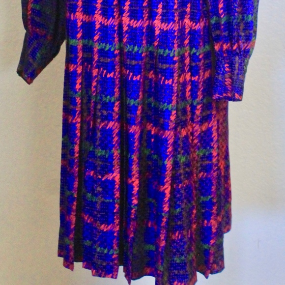 "GIVENCHY NOUVELLE BOUTIQUE" DRESS & SCARF SILK VINTAGE 1980’s IMAGNINES PLAID - Picture 6 of 8